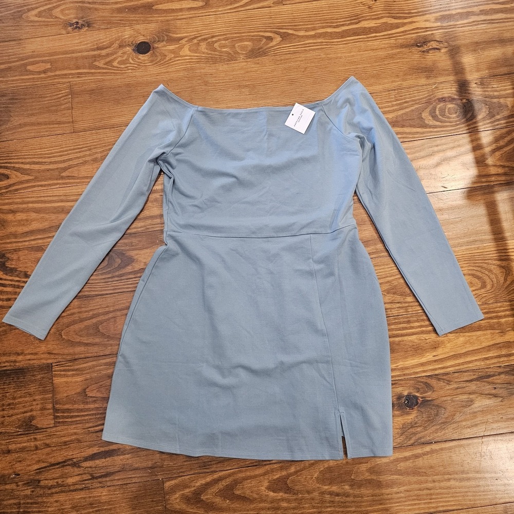 American Eagle XL Plus Size Blue Stretch Off Shoulder Mini Dress NWT
